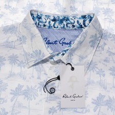 Robert Graham NWT Maris Casual Button Down Shirt Size L Classic Fit White / Blue