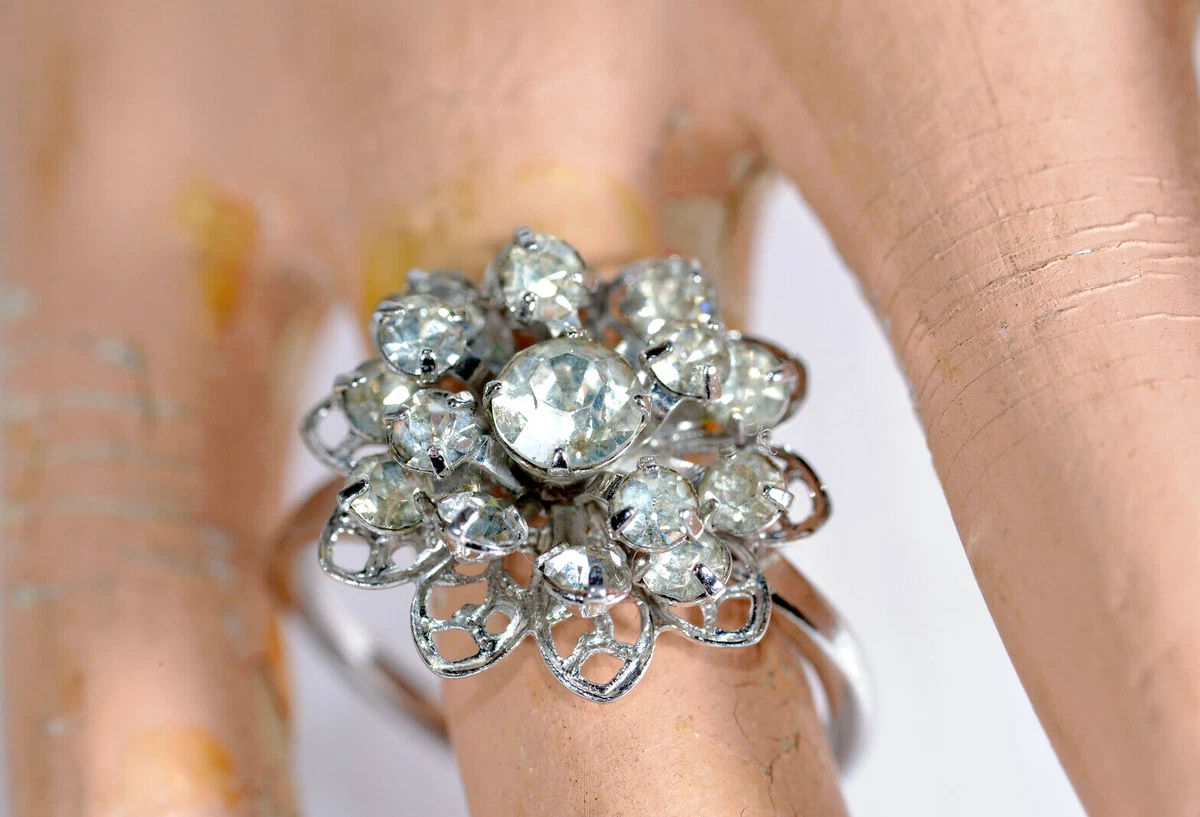 Vintage signed Sarah Cov Coventry silver tone rhinestone floral
