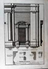 Finestra del pianoforte Nobile della facciata del Palazzo Barberino. Incisione su rame 1702