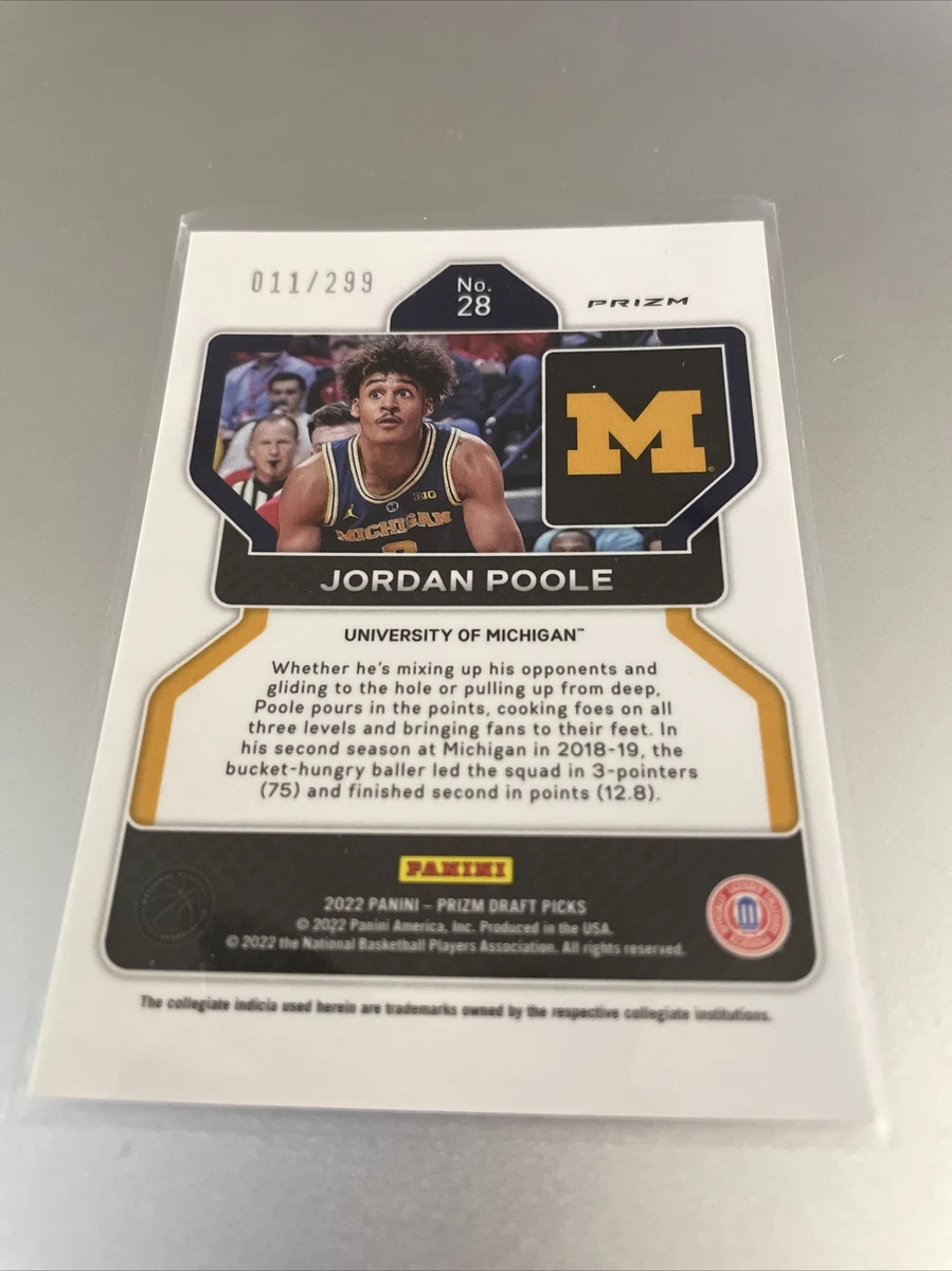 2022 Panini Prizm Draft Picks Jordan Poole #28! RED PRIZM SP