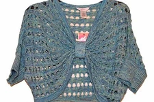 Candies Juniors Beach Glass Blue Lurex Shrug Top S m