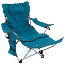 Campingstuhl / -liege gepolstert abnehmbare Fußstütze verstellbar blau 100 kg