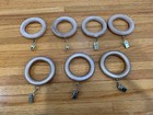 7 Wood Drapery Curtain Rod Rings With Eye Hooks & Clips 1 7/8" ID — photo 2