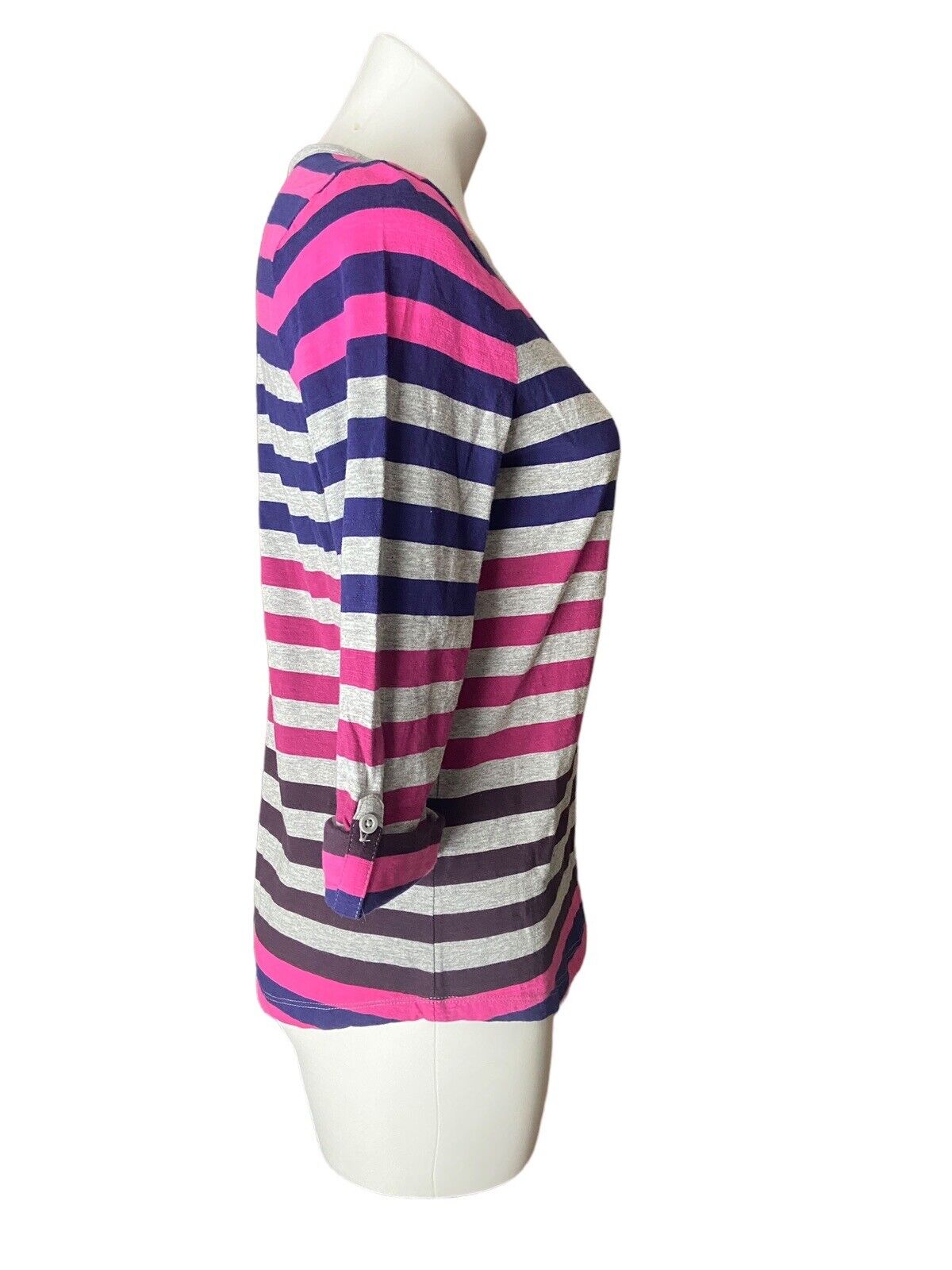 Boden Striped Cotton Roll-Tab Sleeve Women’s Size… - image 6