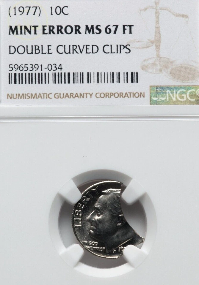 1977 DIME DOUBLE CLIP ERROR NGC MS-67 FT! - Image 3 of 3
