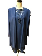 SCOTT McCLINTOCK Blue Formal Dress Lace Detail Mother Bride Sz 10 USA Wedding