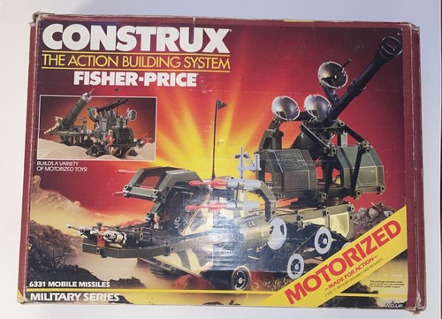 Fisher Price Construx Militärfahrzeug 6331 Mobile Raketen motorisierte Teile Box