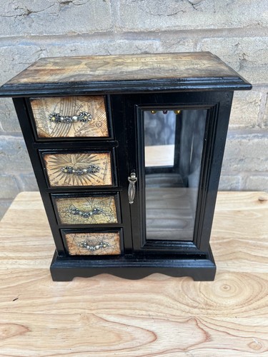 Steampunk inspired Wooden Wardrobe style Jewellery Box 26cm x 21cm x 13cm - Picture 2 of 10