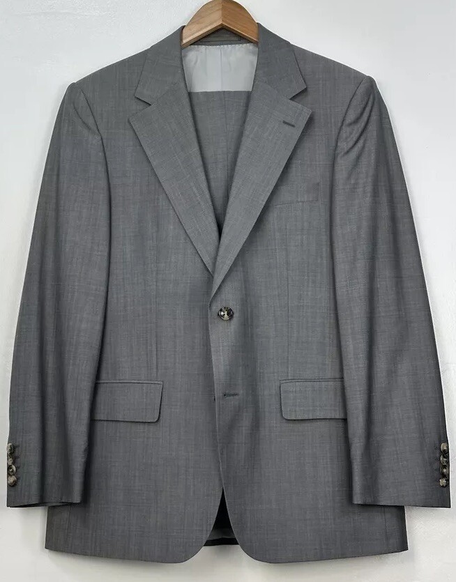 Men's HUGO BOSS GUABELLO 100% Wool Grey Trousers Suit Size 42