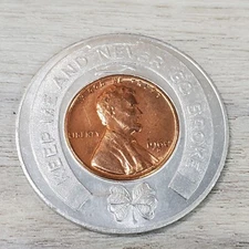 1960 D Penny Encased Keep Me And Never Go Broke. American State Bank Welcome...