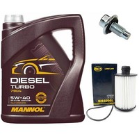 MotoröL Set 5W40 5 Liter + ÖLfilter + Schraube FüR Chevrolet Orlando 2.0 D J309