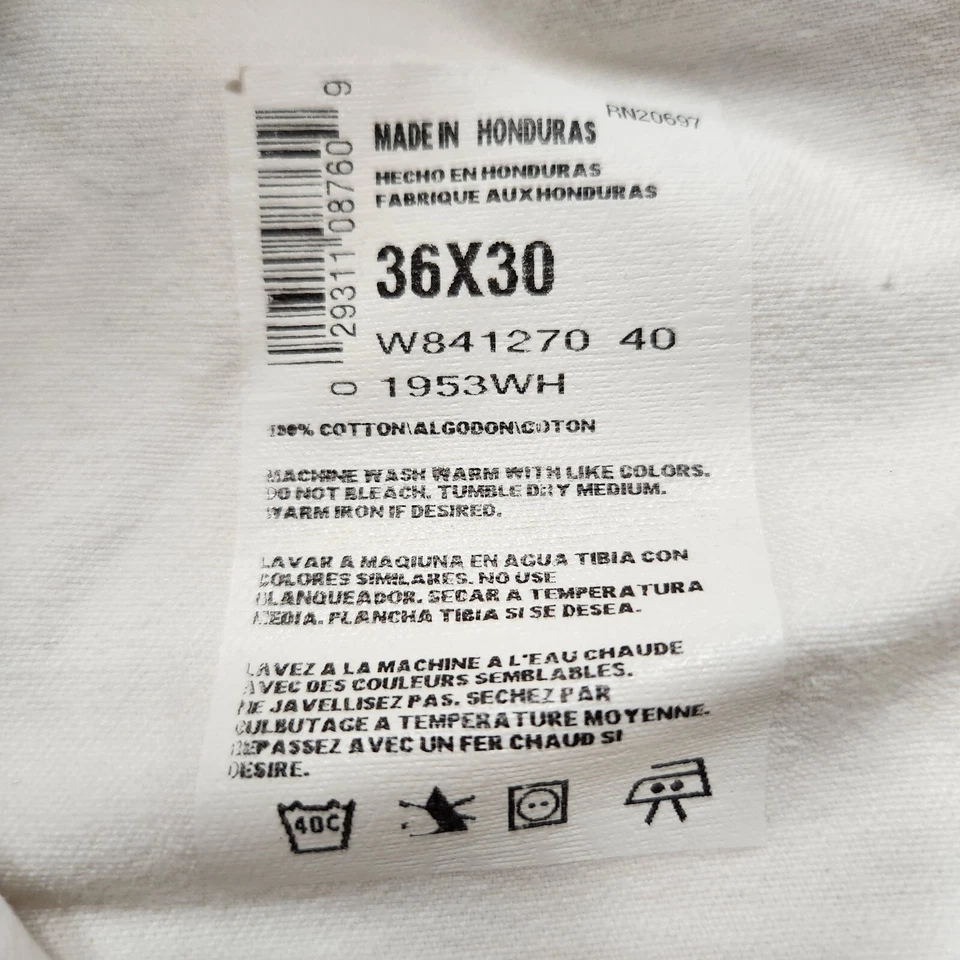 Pantalones de carpintero Dickies unisex 36x30 blancos ropa de trabajo todos los bolsillos nuevos sin etiquetas Foto 2 de 4