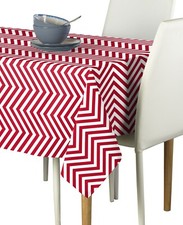 Red Chevron Polyester Tablecloths - Assorted Sizes 