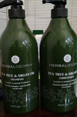 Herbalosophy Tea Tree & Argan Oil Shampoo & Conditioner 33.8oz EACH  2 PACK