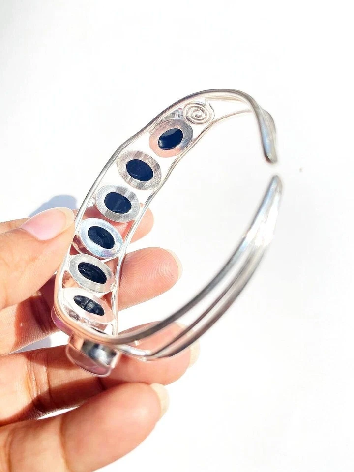 Australian Triplets Opal Gemstone 925 Sterling Silver Handmade Jewelry Bangle - Image 4 of 4