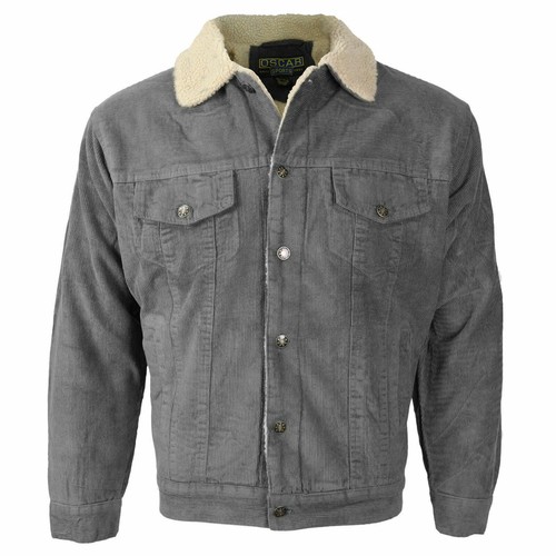 Men's Premium Classic Button Up Fur Lined Corduroy Sherpa Trucker Jacket - Picture 11 of 12