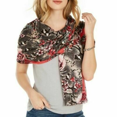 Inc Reptilian Garden Pashmina, Created for Macy's Red One