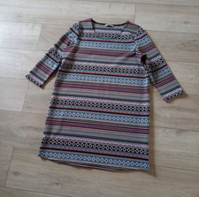 TU Blue & Multi Banded Print Stretch Tunic Dress Smart Casual Office Work UK14