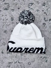 Supreme Snow Beanie White Black Authentic