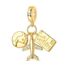 MULA 925 Silber DIY Charm Goldene Erde Flugze...
