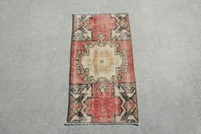 Turkish Small Rug 1,3x2,4 ft (39x73 cm), Red Ombr� Vintage Rug