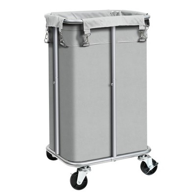 Laundry Basket with Wheels Rolling Hamper Removable Bag 100L Sorter Grey