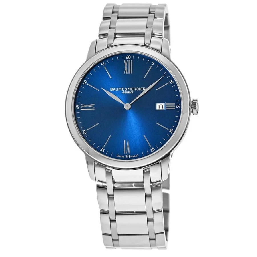 Nuevo reloj para hombre Baume & Mercier Classima cuarzo esfera azul acero inoxidable 10382