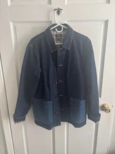 A.P.C. Indigo Anthonin Denim Patch Pocket Button Front Jean Jacket Size Large 