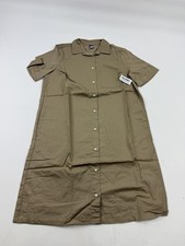 Old Navy Dress Womens S Tall Beige Shirt Button Front Short Sleeve Knee Length