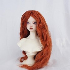 1/6 1/4 1/3 Middle Parted Long Curly Hair Faux Mohaire Silk Wig For BJD Doll