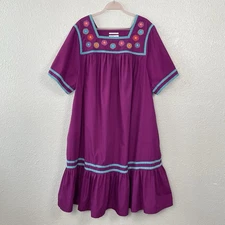 Go Softly Patio Peasant Midi Dress Plus 2X Traditional Folk Mexican Artisan