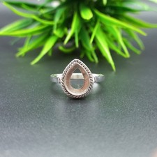 Handmade 925 Sterling Silver 7x9mm Pear Bezel Ring Blank DIY Jewelry Setting