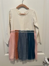 Hanna Andersson Cream Rainbow Tulle Dress 110cm 5 Yrs 