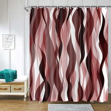 Red Wavy Line Shower Curtain Red Black White Modern Geometric Abstract Striped