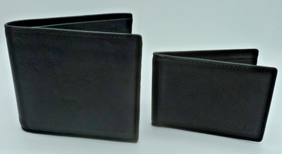 Coach BillFold Leder Geldbörse & Kartenetui 3-in-1 Leder Schwarz Neu (Authentisch)