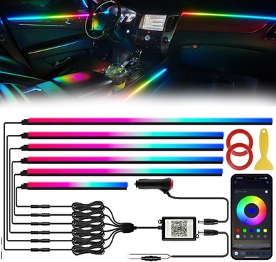 Acrylic Interior Car LED Lights with Wireless APP 6 in 1,Ambient Lighting Kits