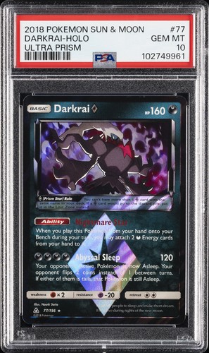 2018 POKEMON SUN & MOON ULTRA PRISM #77 DARKRAI-HOLO PSA 10