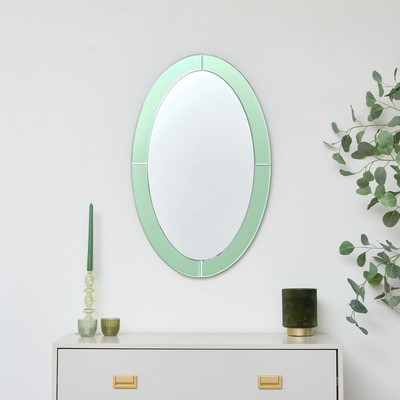 Ovaler Wandspiegel aus grünem Glas - 79 cm x 50 cm