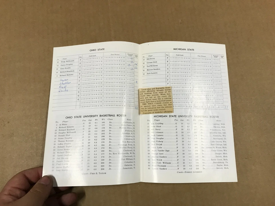 Vintage Basketball Program - Ohio State Vs. Michigan State - February 18, 1963 - Image 3 of 4