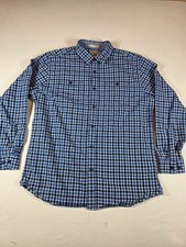 L.L. Bean Men's Large Reg Blue Gingham Button Down Shirt Slightly Fitted Cotton