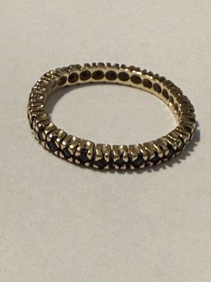 14K Yellow Gold Black Diamond Wedding Anniversary Eternity Band Size 7 ESTATE PC