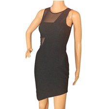 Express Asymmetric Mesh Sheath Mini Dress Little Black Dress LBD Size 2
