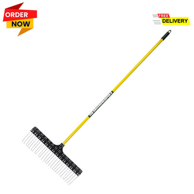 55'' Thatch Rake Fiberglass Handle 21'' Head Steel Tines Gardening Landscaping