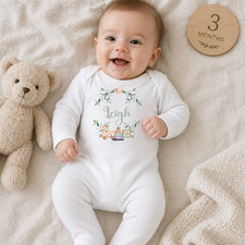 Personalised Baby Sleepsuit &ndash; Custom Name Outfit &ndash; New-born Gift &ndash; Neutral Baby