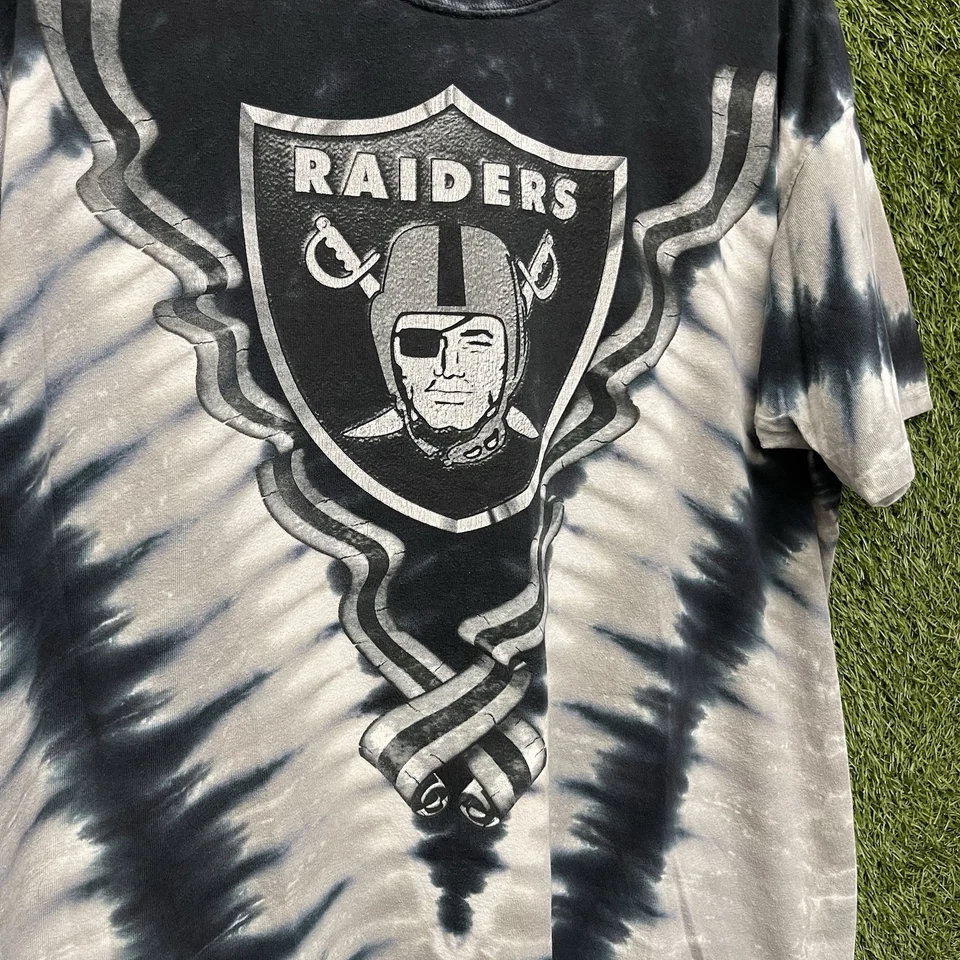 Vintage Y2K Oakland Raiders Mens XL Tie Dye T-Shirt Majestic NFL Sports Tee LV - Image 3 of 4