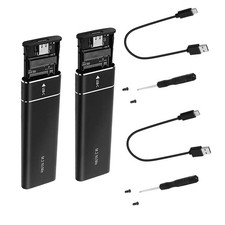 2Pcs M.2 NVMe SSD Enclosure USB 3.1 Gen 2 NVMe PCI-E M.2 SSD Hard Drive Adapter