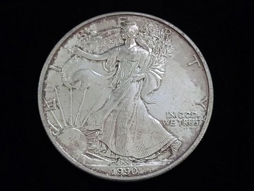 1990 $1 American Silver Eagle 1oz Fine Silver Coin #7 NICE!