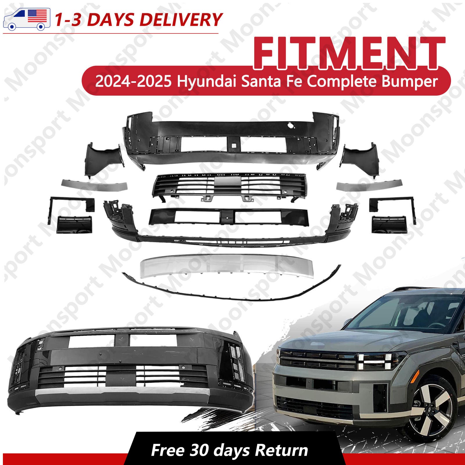 Fits 2024-2025 Hyundai Santa Fe 86512-P6200 New Complete Bumper Cover ...