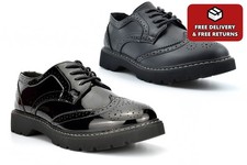 Womens Brogues Girls School Shoes Ladies Brogues Brogue Shoes Sizes 3-8 Black