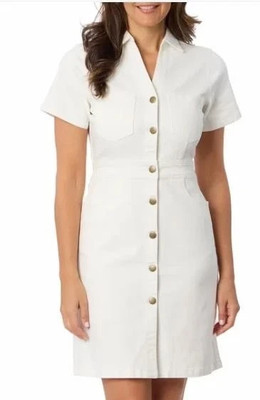 #ad #ad Draper James Women#x27;s Short Sleeves Pockets Heavyweight Dress White Size 14 $23.35